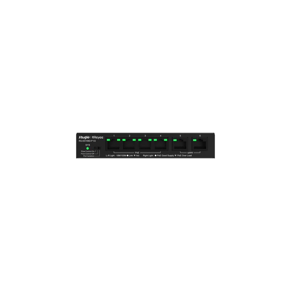 RG-ES106D-P V2 6-port 10/100Mbps Desktop Unmanaged Switch