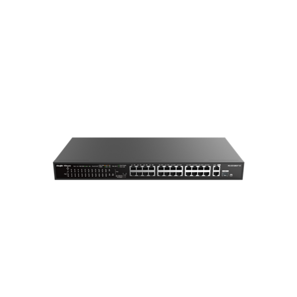 RG-ES126S-P V2 24-Port 10/100 Mbps with 2-Port Gigabit Rackmount PoE Switch