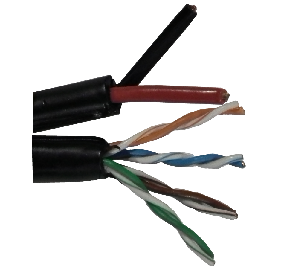 100M CAT5/PE + 2 Core power Black PE, externally rated (CAT5/POWER)